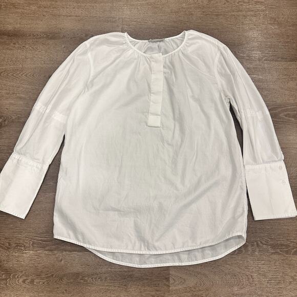 Everlane‎ Womens 6 Cotton Popover Top Long Sleeve White Button Up Peasant Tunic - Picture 1 of 8